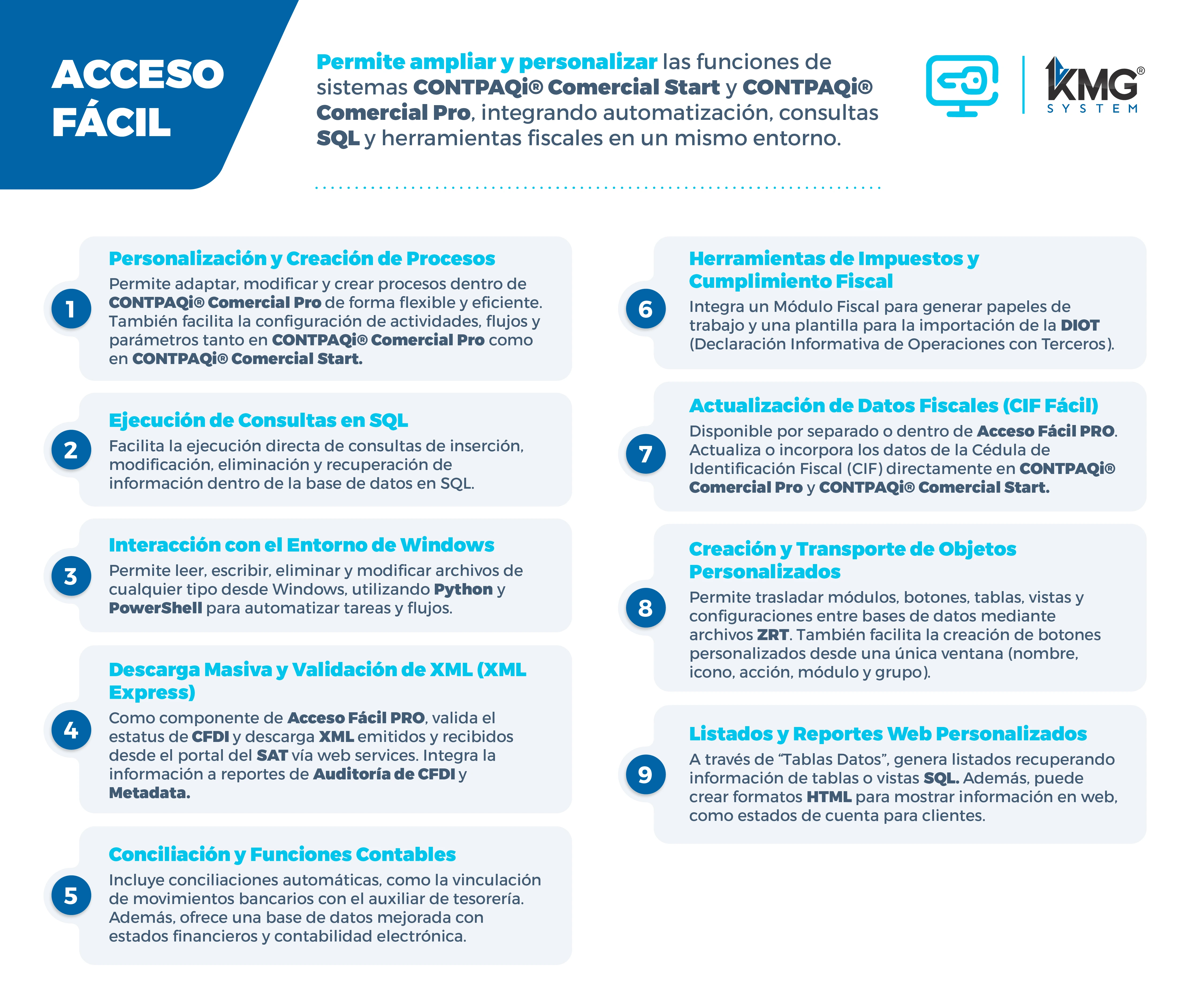 CONTPAQi® Comercial te ayuda para llevar el control de tu negocio en base a sus modulos modulables y adaptables a cada operación de la empresa